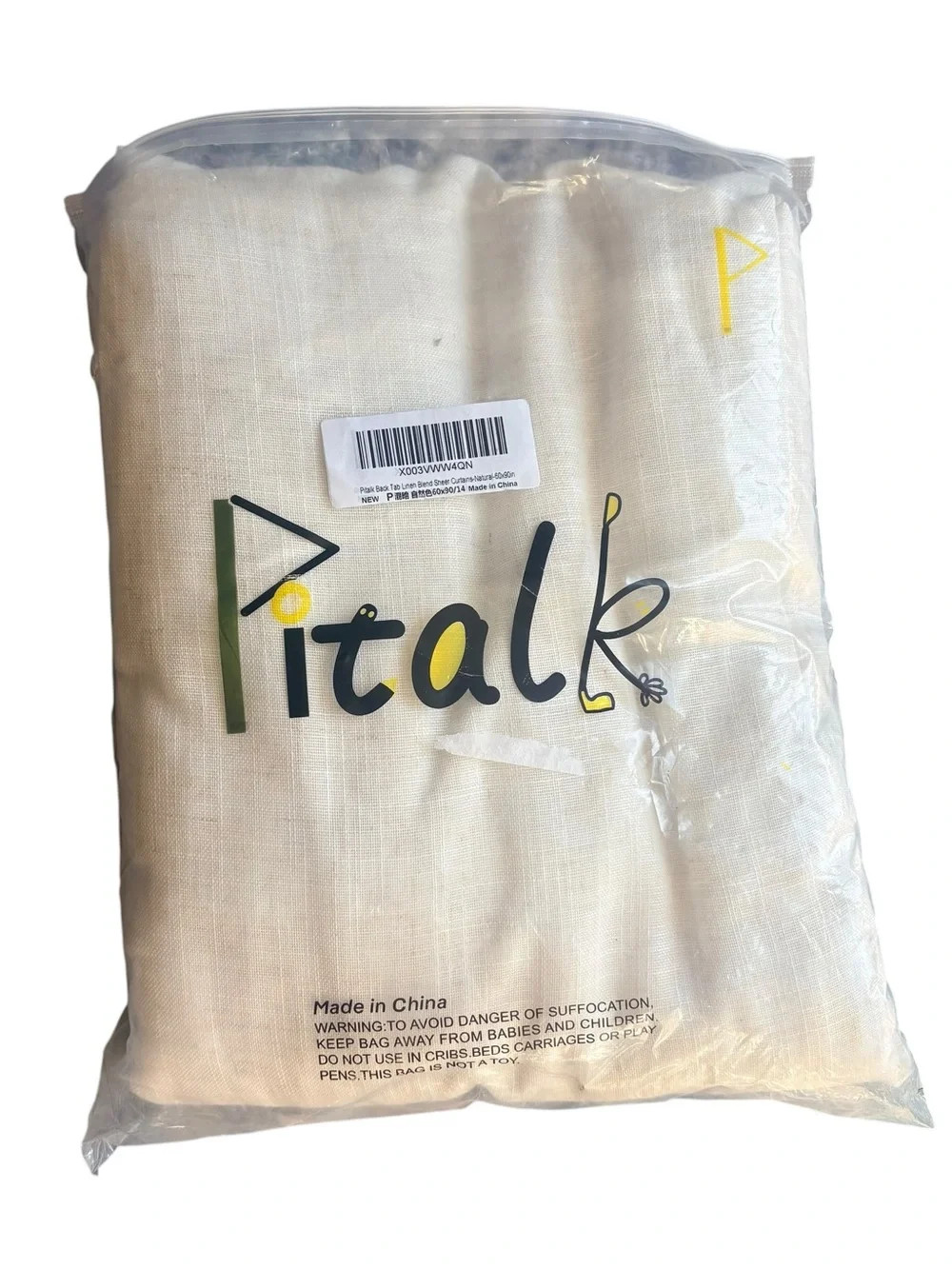 New Pitalk back tab linen blend sheer Curtains Natural 60X90In Long 2 Panels